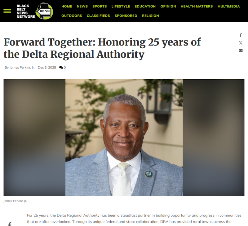 Black Belt News Network Article: Forward Together: Honoring 25 years of the Delta Regional Authority