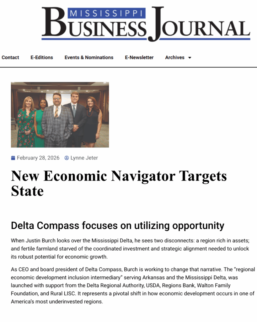 New Economic Navigator Targets State - Article on Mississippi Business Journal